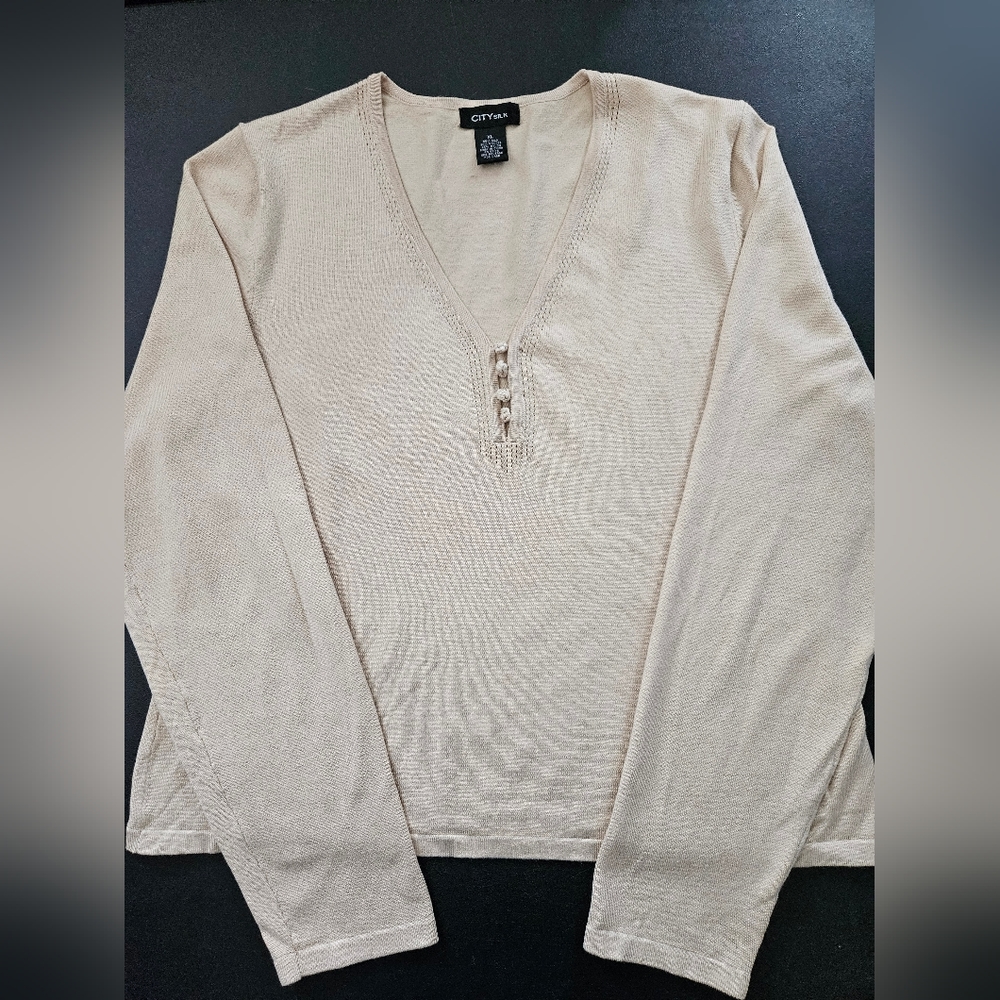 City Silk - Silk Blend Beige Top - Size XL - NWOT